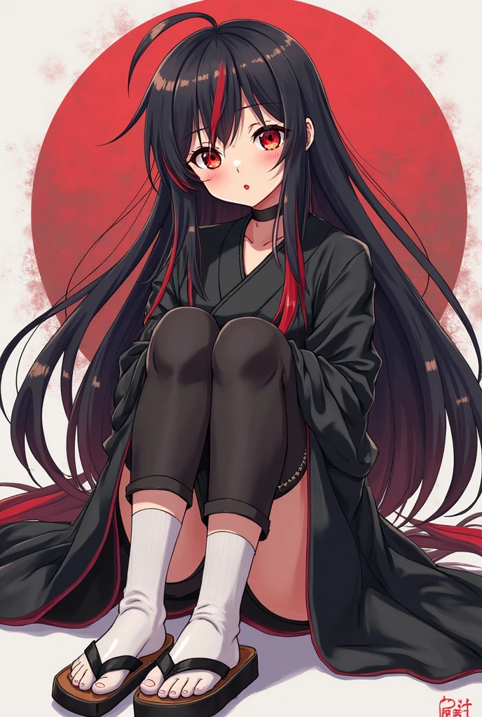 girl Primary school students Young Girl 小さいgirl Height: 130cm Standing picture Simple design The dress is a one-piece Long hair Long Black Hair Hair is black Red eyes Shoulder Bare