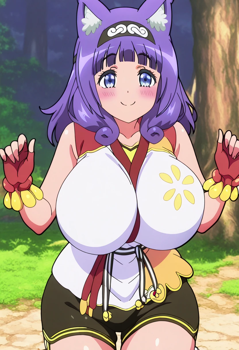 Togue, cow girl, solo, smile, anime coloring,  rating_all, indoors, looking_at_viewer <lora:Ishuzoku_Reviewers-Togue-PDXL:0.8>