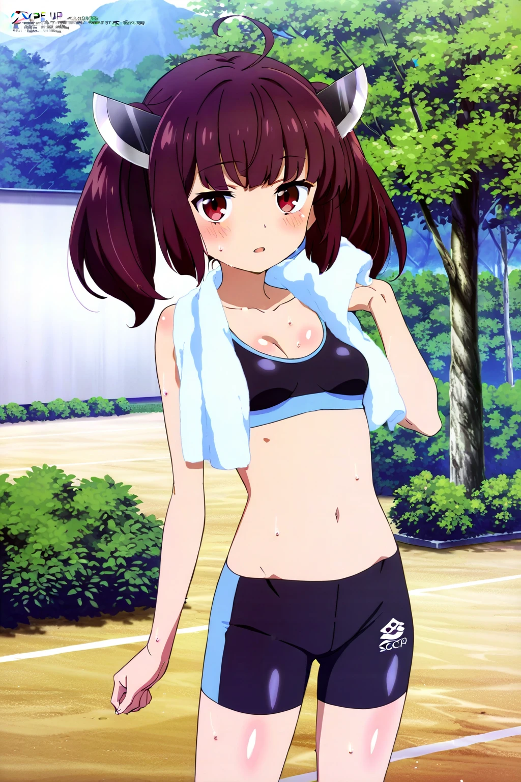 wet girl in sport bra in the style of gtechstyle