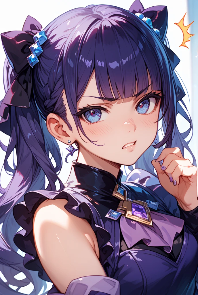 (Small ),(ponytail),(Black Hair),beautiful girl,Point up your index and middle fingers,Searching for a hat