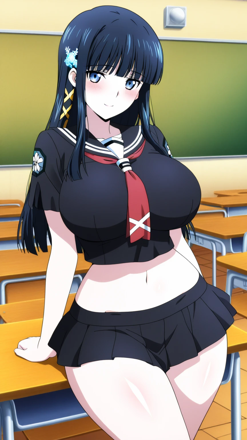 a black ink drawing in outline and colors, character: Hayase Nagatoro in a uniform consisting of an unbuttoned blouse with a wide neckline showing a bra and thong under a cowboy mini skirt, She is a girl with a large but firm and rounded bust with covered nipples, She likes sexy poses, Open legs and rounded and firm butt like her heroine Sailor Moon, Leaning forward, slightly lifting her miniskirt, you can see her buttocks.,1 girl view. (The work signed by "MemMt" In the lower right corner), white background, rear side lighting, full body shot, Sexy angle, 
