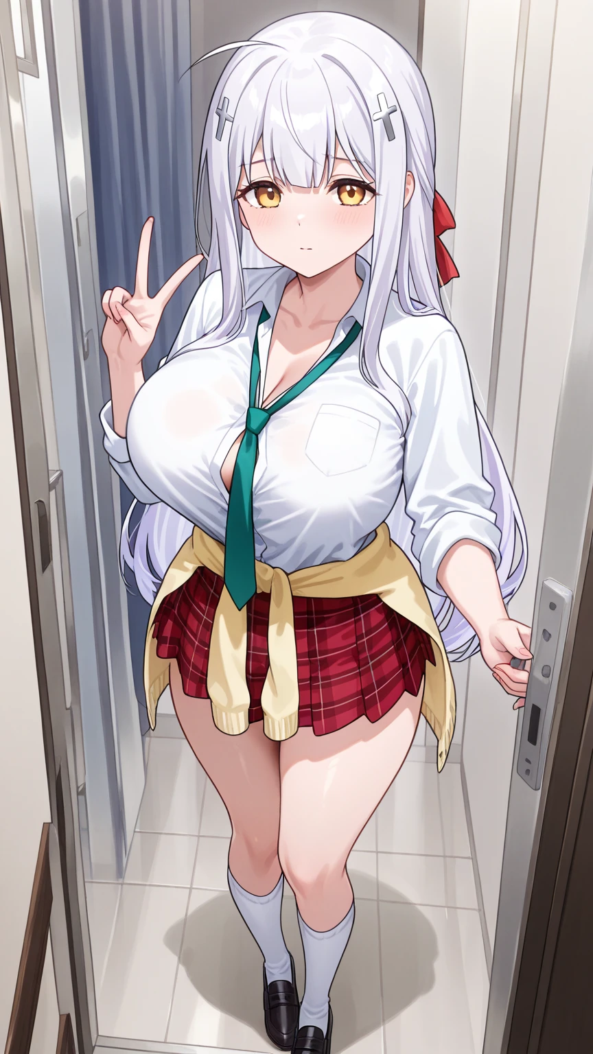 Illyasviel von Einzbern, white hair, red eyes, long hair, hair ornament, empty eyes, (large breasts:1.4) empty eyes , Walking, wearing nothing, big anime eyes, , shiny hair, bare-skin, navel, the groin, BREAK in front of convenience store, large breasts, blank look, Nipples, nsfw, nipple , (Sweating profusely, Love juice, Wet Woman, female ejaculation), Flooding. sea. solo, Peeing, lactation, projectile lactation, crying