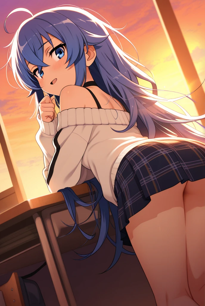 nsfw,striped panties,white thighhighs,garter straps,(bent over:1.3),(from behind:1.3),classroom,ass,looking at viewer,(from side:1.2),sideboob,
<lora:è¾å¨1V-000010:0.8>,è¾å¨,1girl,solo,long hair,very long hair,antenna hair,colored eyelashes,masterpiece,best quality,<lora:add detail:1.5>,
ååæ,choker,sailor collar,white shirt,long sleeves,high waist skirt,blue skirt,white skirt,cameltoe,wet clothes,cleavage,see-through,off shoulder,, Exquisite visuals, high-definition,masterpiece,best quality,