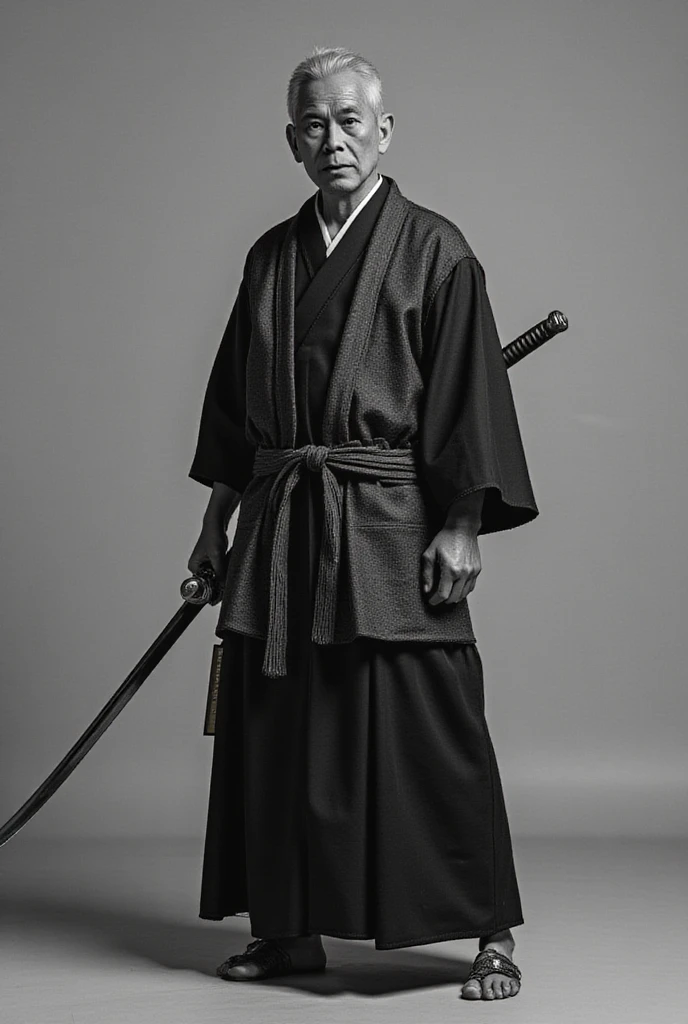 , handsome and strong male half- warrior, Nice face, Delicious Company, Charming figure, Wearing a open kimono with armor. the artwork is created in a medium reminiscent of japanese ink painting....., 具有大胆的笔触和Monochromatic color palette. The artist's masterful technique reveals the intensity and power and presence of the image,with the highest quality, Perfectly capture every detail with ultra-high resolution. Textures and intricate patterns on armor and kimonos are rendered with extreme precision. Lighting is carefully designed,Enhance the drama, Features deep shadows and subtle highlights. General, Artwork exudes elegance and power, Combining Japanese traditional aesthetics with modernity. Monochromatic color palette, Combine details, Create captivating and immersive experiences for your audience.