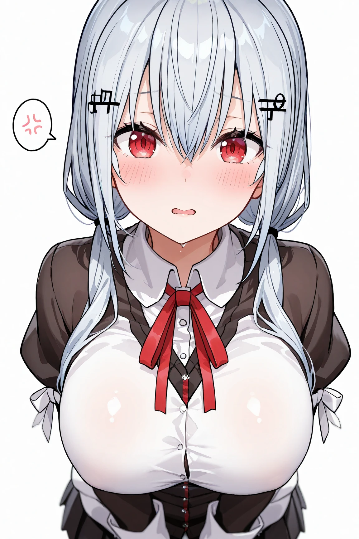 score_9, score_8_superior, score_7_superior, sauce_anime, evaluation_Safety, BREAK hakase fuyuki, One girl, Virtual YouTuber, Red eyes, Gray Hair, Long hair short hair, Low twin tails, Side Lock, Hair Clip, Neck ribbon, Red ribbon, Black sweater, Collared shirt, Open jacket, White jacket, flower, Tea belt, Long sleeve, Sleeves are longer than the wrist, White gloves, Pleated skirt, Black Skirt, Black Pantyhose, Lying in bed,Dutch Angle, Particles of light, light, Research Room, window, window shade,masterpiece, Highest quality, High resolution, huge breasts,Titty fuck,Hakase Fuyuki,Virtual YouTuber,Vtuber,nsfw,bare breasts,penis,paizuri,breast squeeze,Hakase Fuyuyuki,1boy,Crying face,blush,blush,Big Tits,Whimpering,男性がsuperior,Horse riding,Lying on your back,Are sleeping,From the head