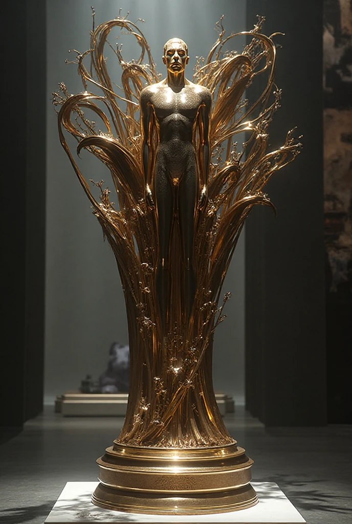 female marble statue in fire, flame
