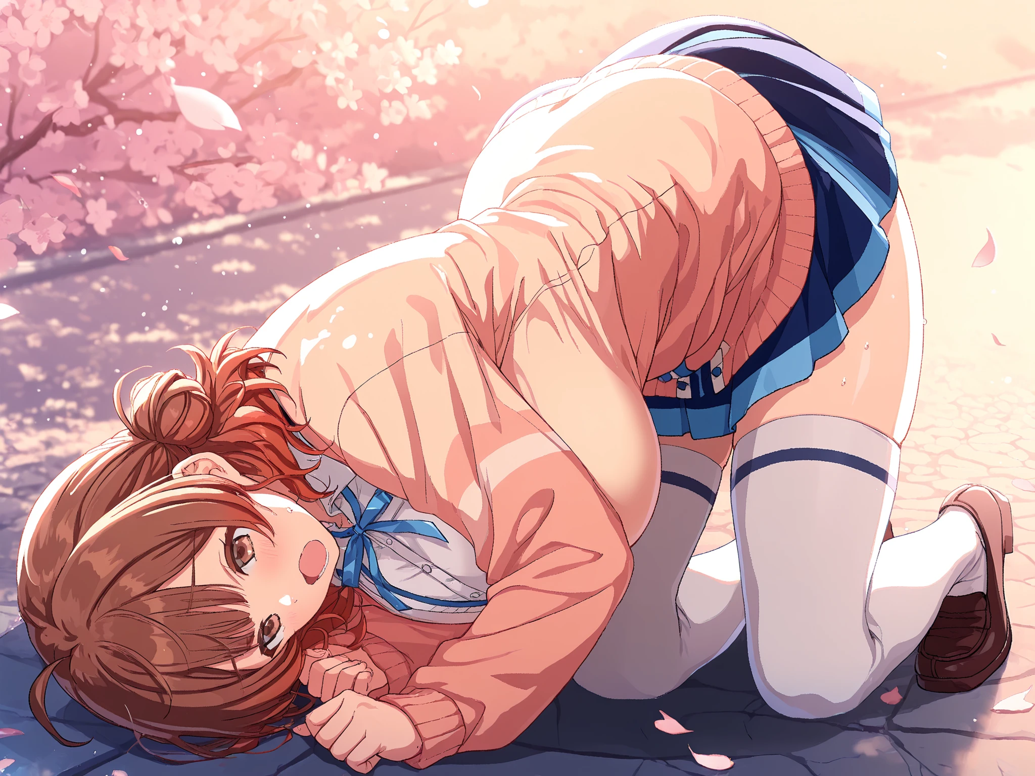 (8k, masutepiece,Best Quality,ultra-detailliert, Professional Writing), nsfw, 2girls, groupshot, ((completely nude)), sagging breasts, cleavage, ((embarrassed)),(heavy breathing), (lying on table), full body, (upside-down face), ((spread legs)), ((legs up)), (pubic hair), spread pussy, love juice, pussy juice, Rose-colored hair, middle hair, ponytail, wavy hair, sidelock, gleaming skin, Medieval townscape, flowerbed, outdoor, (a person, crowd:1.3), Dutch Angle Shot
