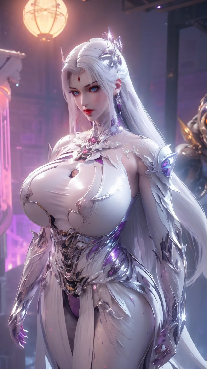 (HYPER-REALISTIC CHINESE MODEL:1.5), ((UPPER BODY)),1GIRL,SOLO, ((BEAUTY WHITE HAIR, PHOENIX GOLD HELM:1.1)), (((HUGE FAKE BREASTS:1.5))), ((CLEAVAGE:1.5)), (((MUSCLE ABS:1.3))), ((purple SHINY FUTURISTIC MECHA ARMORED SEXY CROP TOP, BLACK MECHA SKINTIGHT LEGGINGS:1.5)), (((VOLUPTUOUS BODY SHAPE, WET SWEATY BREASTS:1.1))), (LOOKING AT VIEWER:1.5), (female focus:0.8), (HALLROOM OF FUTURISTIC SPACE STATION:1), (BRIGHT LIGHT WHITE_ROOM:1.3), HYPER TEXTURE, (4X MSAA), ((UNREAL ENGINE 5 RENDER)), PHYSICALLY-BASED RENDERING, ULTRA HIGHT DEFINITION, 16K, 1080P.