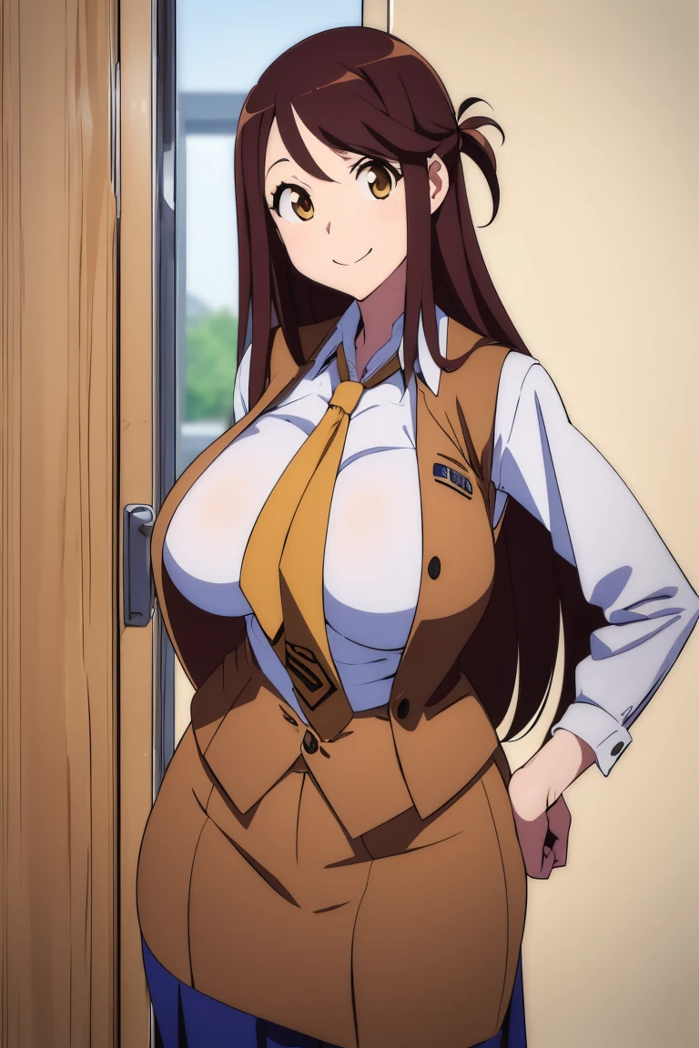 inoue orihime, inoue orihime, Long hair, Orange hair, (Brown eyes:1.5), Take off your uniform, Blazer, bow ribbon, Neck ribbon, Bow, bowtie, Red bow, grey blazer, grey skirt, looking at the viewers, BREAK (masutepiece:1.2), Best Quality, High resolution, Unity 8k壁纸, (Illustration:0.8), (Beautiful detailed eyes:1.6), extra detailed face, Perfect Lighting, extremely details CG, (Perfect hands, Perfect Anatomy),Smile with open mouth、(Skirt lift:1.3), (white panties:1.3)、(Skirt that rolls up:1.3)、(Fully exposed panties:1.5)、plein air、outside of house、(huge-breasted:1.3), (爆乳:1.3)、(Naughty thighs:1.3)、plein air、blue-sky, shiny oily skin with high contrast,, huge long breasts,