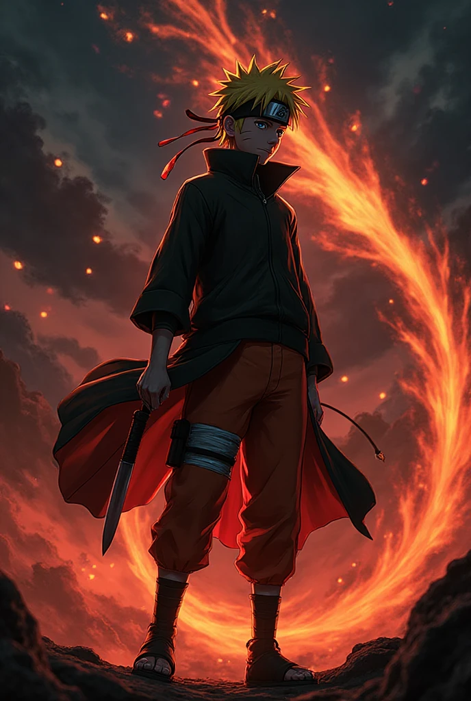 1 boy, Men's Center, naruto uzumaki,naruto, masterpiece, highest quality, so beautiful,、cool、、strongest、Fire Aura、Ninja、、Red light、