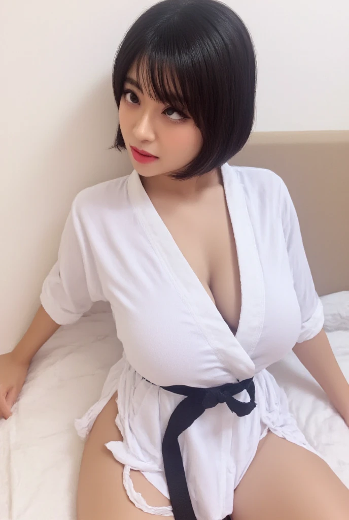 Girls RAW Photos, (masterpiece:1.1), (Photorealistic:1.4), Detailed eyes, Detailed face, (Huge boobs:1.2), Smiling, Detailed pussy, Detailed pussyの割れ目, Thin waist, No crotch hair, Sexy Stockings, Detailed fingers, A colorful Chinese dress opens up to reveal a colorful bra, Colorful hospital uniform opens to reveal breasts, Colorful hospital uniform skirt opens to reveal pussy, Lie on the bed, bend your knees in an M shape, and spread your legs as far as you can.