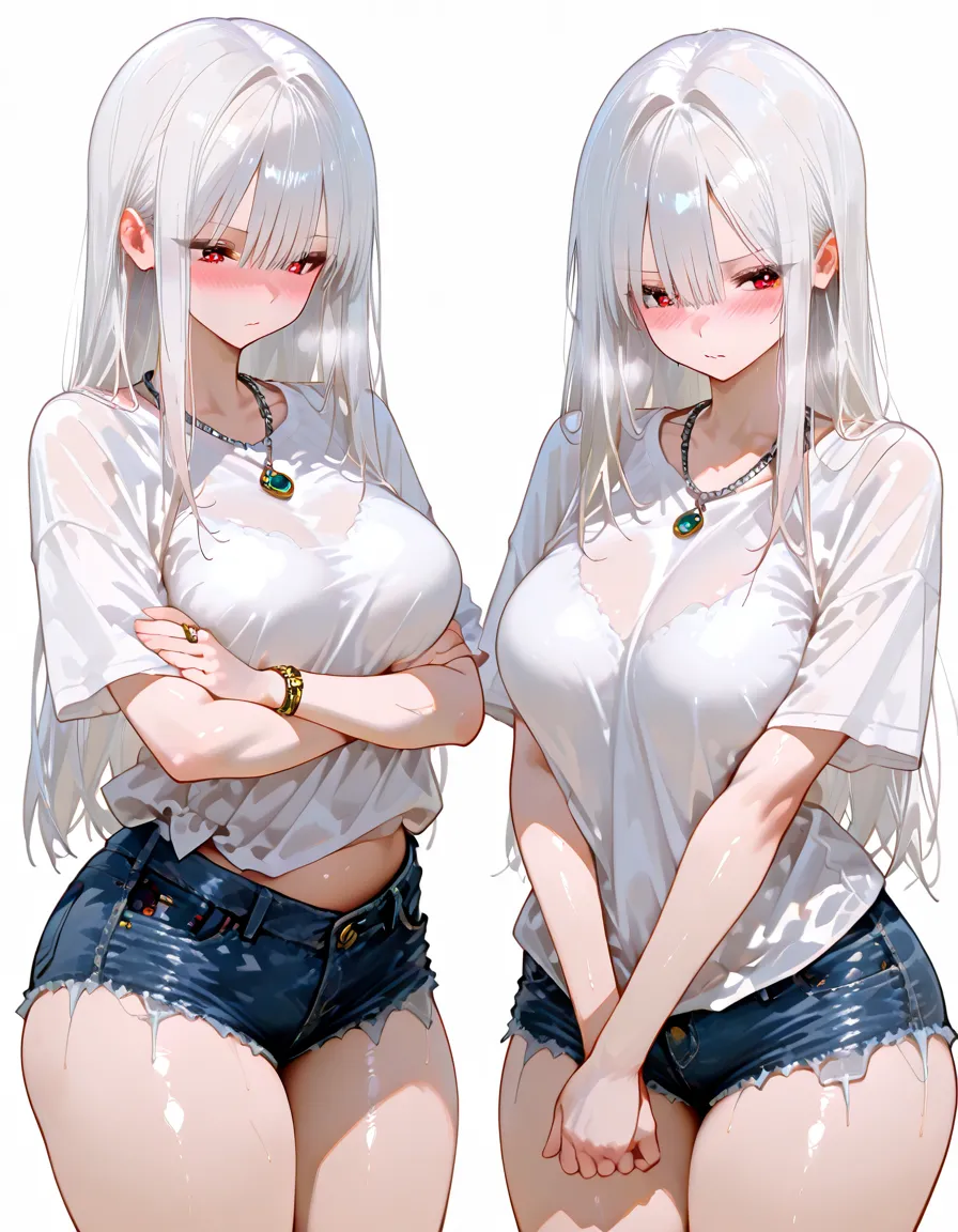 (2girls), huge tit, Breasts, Conque, Moisturizes skin, Sweaty skin, Wavy gray hair, punk tshirt, Punk girl,(fox ear)exposed, Loose big breasts, Bare big breasts, big breasts of hands, chest of hands, boobgasm, boobgasm, boobgasm, Big breasts,k hd,tmasterpiece,Perfect proportions((The clothes are made of transparent tulle))