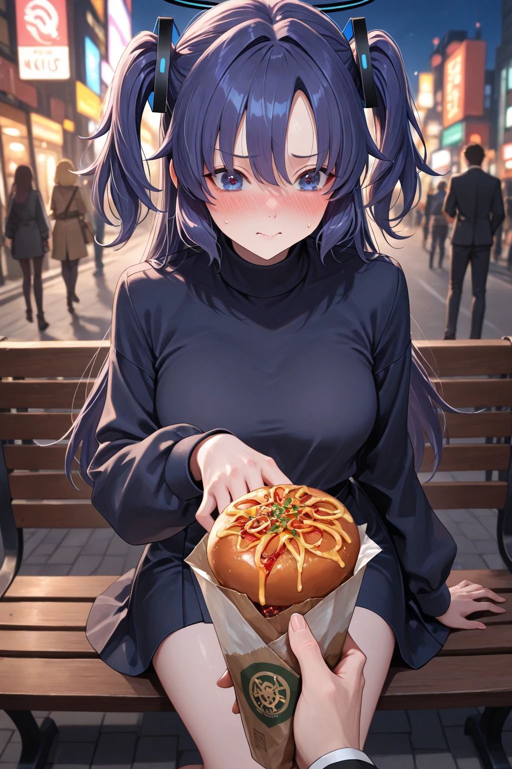 <lora:McDate_with_2D_Waifu:0.8>, McDate_with_2D_Waifu, smile, looking at viewer, masterpiece, best quality, highres, aahex, hex maniac \(pokemon\), smile, long hair, ahoge, purple hairband, purple eyes, @_@, large breasts, long dress, black dress, long sleeves, blush, <lora:hex_maniac_v1:0.7>,