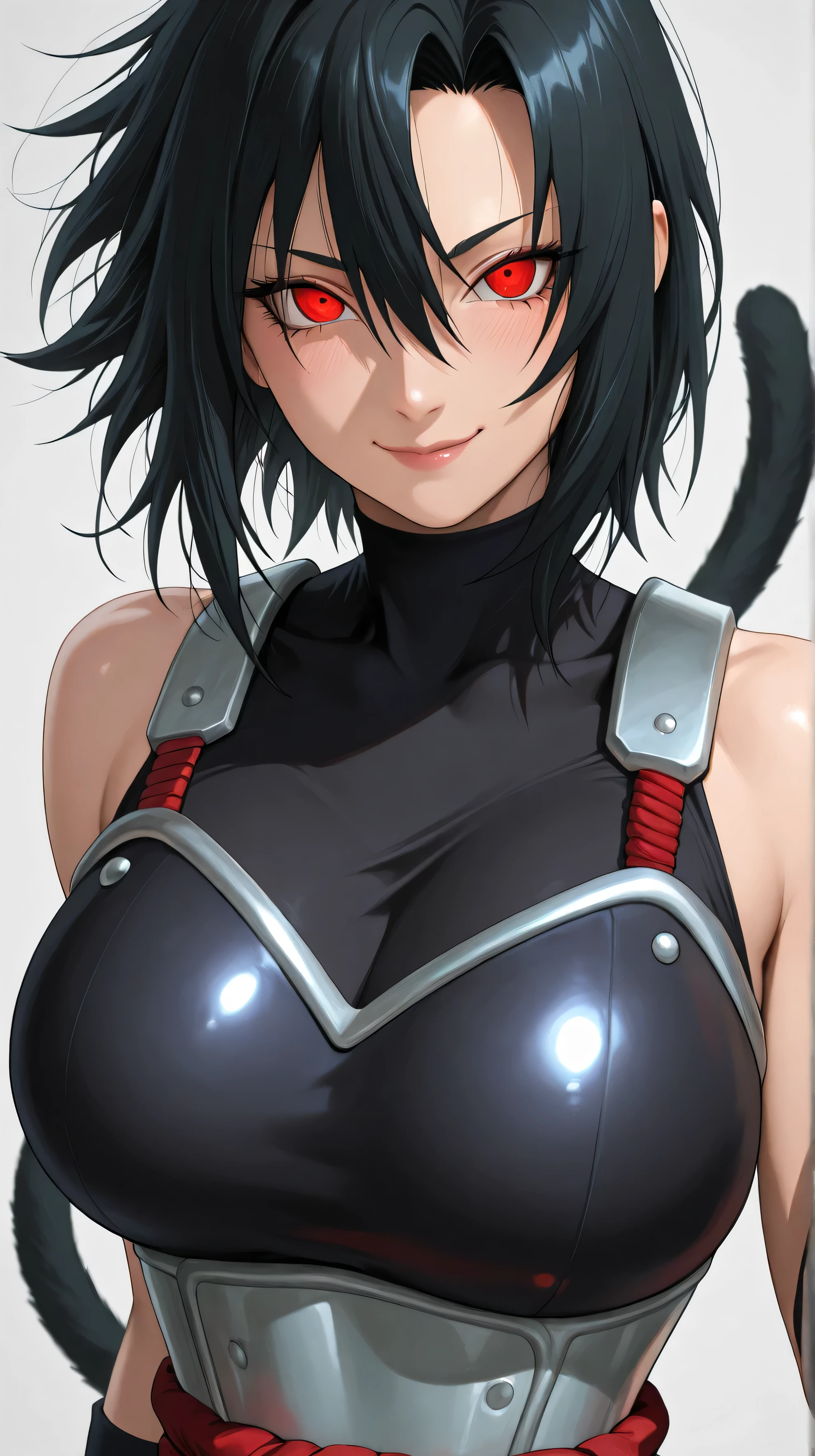 ((Masterpiece, best-quality, ultra detailed, good eyes)), 1girl, score_9, score_8_up, BREAK, source_anime, monochrome, greyscale, ebiblue, gesugao, 1girl, shadowheart, black hair, braided ponytail, green eyes, circlet, (glowing eyes:0.5), armor, smile, looking at viewer, solo, sketch, black background