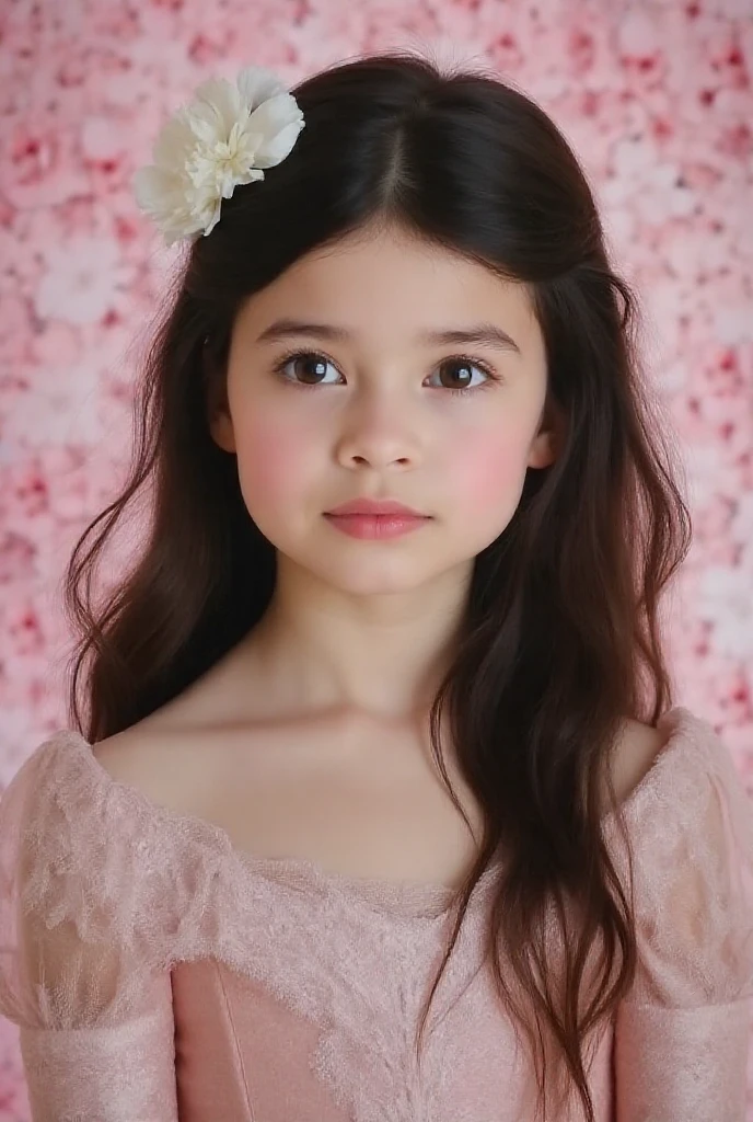 curly girl with long hair wearing a pink dress and a tiable, isabela moner, beautiful young modelo, modeling for candy and gabanna, Daphne interested, modeling session, alanis guillen, photo from a promotional shoot, beautiful young, inspired by Sophia Beale, beautiful young, by Amélia Peláez, violet myers