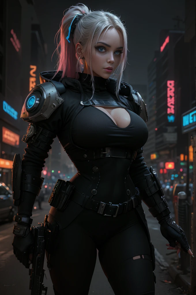 science fiction girl, cyberpunk, breast