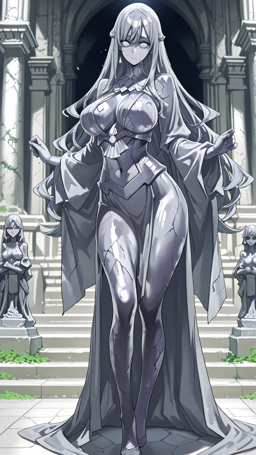 score_9, score_8_up, score_7_up, source_anime, standing, from side, evil smile, solo, eye contact, statue, statue_of_god, huge breasts, thick muscular thighs, wide curvy hips, from below, dynamic angle, looking at viewer, 