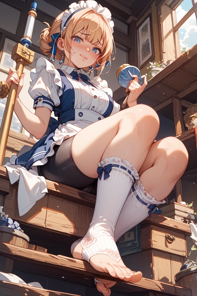 (perky chest:1.2), (pointed chest:1.2),(((Black Tunic:1.3))),(((cakes and bread in the basket),Cute and beautiful girl,Cute round face,Cute smile,with blush cheeks,Red Lip,a girl 22 years old, nsfw:1.2, beautiful body:1.3), shinny skin, BREAK, ((alice in the wonderland:1.3, cute, kawaii, lovely, funny, a girl falling down from sky:1.3, girl flying in sky:1.2, girl floating in air:1.3, rolling upskirt by wind:1.5, (with sparkling eyes and a contagious smile),open mouth, Looking at Viewer, surprised, putting hands on crotch over the skirts:1.35)), BREAK, ((floating things as follows:1.3, PlayingCards, Trump, tea cup, tea pot, tea spoons, pocket watch:1.3, lip sticks, candies:1.2, cookies, jam bottles, classical door_keys)), ((long purply_Blue dress :1.5, wearing long flaired skirt:1.3, the skirt is blowing:1.3, cute White Apron, black stockingedium long platinum-blonde hair:1.2, twin tail hair:1.6, tied hair with a large ribbon), (Blue eyes, bright pupils with highlights, detailed eyes), (lying down on your back:0.7, spreading legs with rising up straight:0.7), sexy posture, fantastic colorful art, (fantasy art:1.2, wondered images), ((correct anatomy:1.5, perfect anatomy:1.3, correct hand, small foot:1.2)),