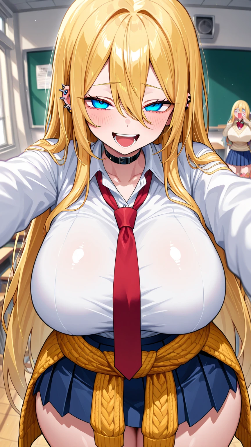 masterpiece、Highest quality、Best image quality、High resolution、Big Breasts、nsfw、Completely naked、Blonde、Yellow Eyes、Long Hair、In the classroom、Angry、Remain silent、Painful vagina,Sex、Normal position、excessive cum 