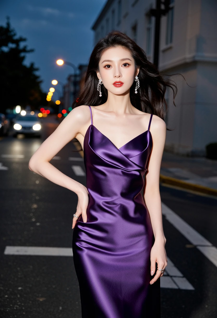 ((full body)), (((real face))), beautiful asian, (long purple and black hair),(in her room), big chest, wearing a provocative dress, inside a night club, ((realistic background)), realistic face, high quality, photorealistic, (best quality,4k,8k,highres,masterpiece:1.2),ultra-detailed,(realistic, photorealistic,photo-realistic:1.37), vivid colors, studio lighting, (no blurry)