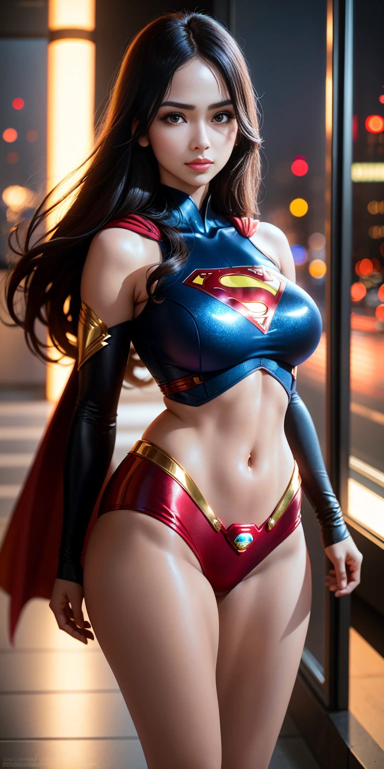 Arte Oficial, Unity 8k papel de parede, ultra detalhado, Beautiful and Aesthetic, Beautiful, master part, best quality, (Zemaranhar, mandala, emaranhado, emaranhar), 1girl, (Supergirl), rabo de cavalo loiro, olhos azuis, pequeno, capa vermelha, saia vermelha, Botas vermelhas, tampo azul, seios grandes, Clavicle exposed, exposed neck, cintura exposta, Voando acima da paisagem urbana, gota de suor, Desviando o olhar, Cyberpunk, adicionar_detalhe, Supergirl, tempestade, epic scene,Detalhes complexos, hiper sexualizada, Hiper provocativo, , Sorriso, hiper lolita, mamilos eretos, Cameltoe completo, Hiperresolución, sardas cheias, thick, juicy lips, Olhos grandes, roupas mal reveladoras, mamilo exposto, expor pelos pubianos