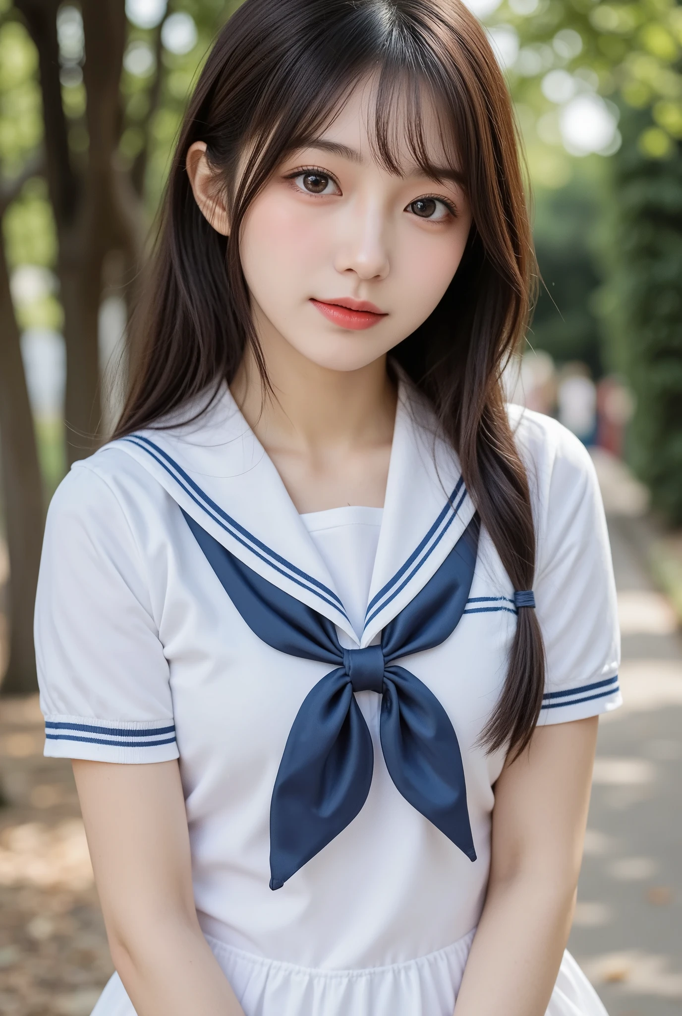 ((Top image quality、8k、masterwork:1.3))、(A high school girl)、High School Uniforms、Wet in the rain、miniskirts、sailor clothing、Japan girls、Super cute、Super beautiful、Beautiful nose、Beautiful fingers、five finger