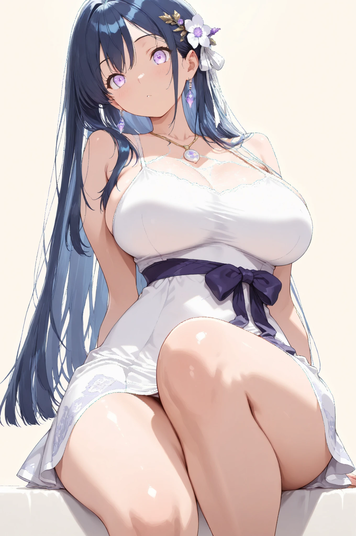masterpiece, best quality, nfsw, best quality, extremely detailed, 1girl, > <, absurdres, alternate costume, animal ears, azur lane, bare shoulders, barefoot, blue eyes, blue hair, breasts, carpet, cat, chair, cleavage, collarbone, covered navel, desk, dress, fake animal ears, hair between eyes, hand up, highres, kneeling, large breasts, long hair, looking at viewer, new jersey, office chair, parted lips, rabbit ears, see-through, see-through dress, semi-rimless eyewear, short dress, sleeveless, sleeveless dress, smile, solo, swivel chair, toenails, toes, very long hair, white cat, white dress, wooden floor, <lora:New Jersey-V1:1>