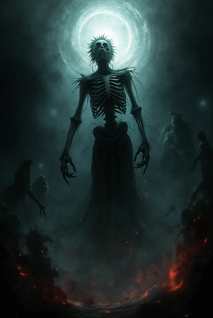 Skeleton king surrounded by dead enemies