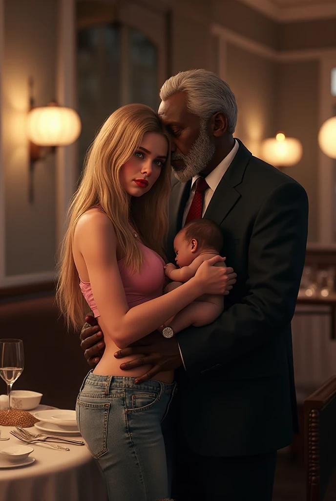 ultra detailed 8k cg,african girl, dark skinned girl, sitting on her father's lap 50 years, armchair, light smile, sexy, vulgar, pet pajamas, , side-tie_panties, small breasts small breasts 18 years long hair, realistic body, small girl, thin, skinny, 3d, paints over lips, round skirt, sitting on the lap of father 50 years , Hugging Father by the Neck
