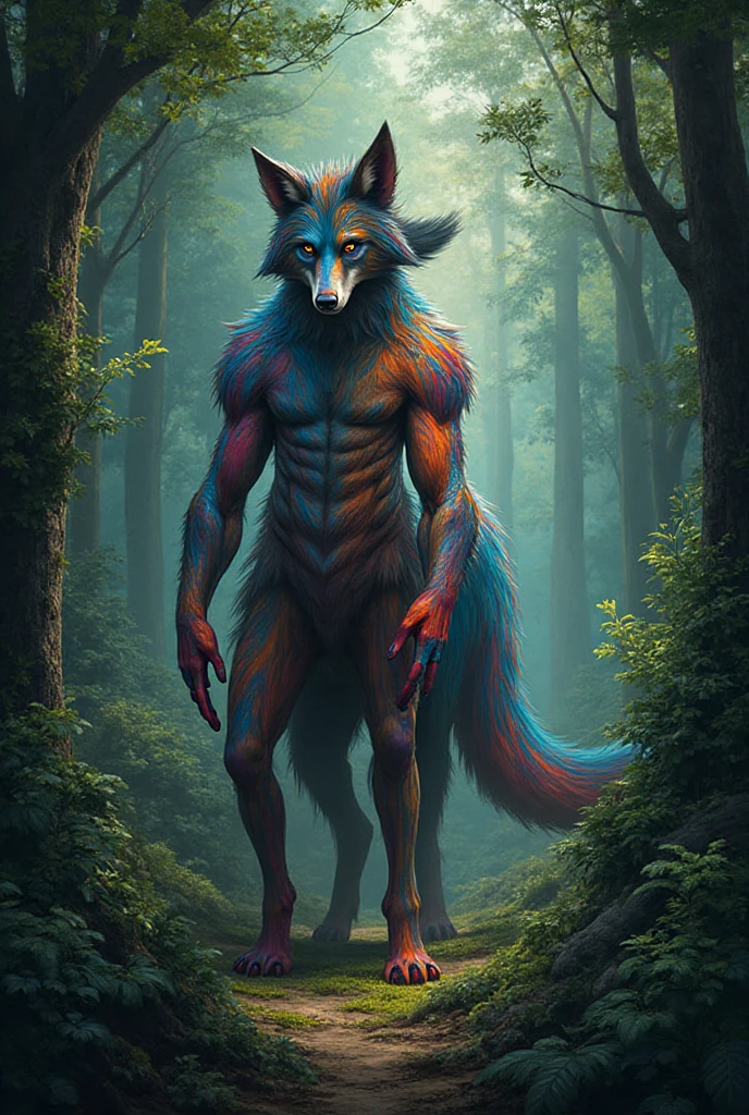 wild wolf, beautiful wolf, huge , hyper canine , hyper , black , black , beautiful female  with brown  and , standing on four legs, Wolf body, wolf fluffy tail,  discharge, excessive , raised tail, paws, best quality, shaded,extreme detail, very detailed, ultra-detailed, intricate, realistic, detailed background, hi res, realistic, photography \(artwork\), (by kenket), by ross tran, by michael & inessa garmash, by pino daeni, by isvoc, by kiguri, by alena aenami, by ruan jia, (by zenthetiger, by wolfy-nail), by Enki Bilal, by drmax, photorealism, huge , [tsukune minaga]