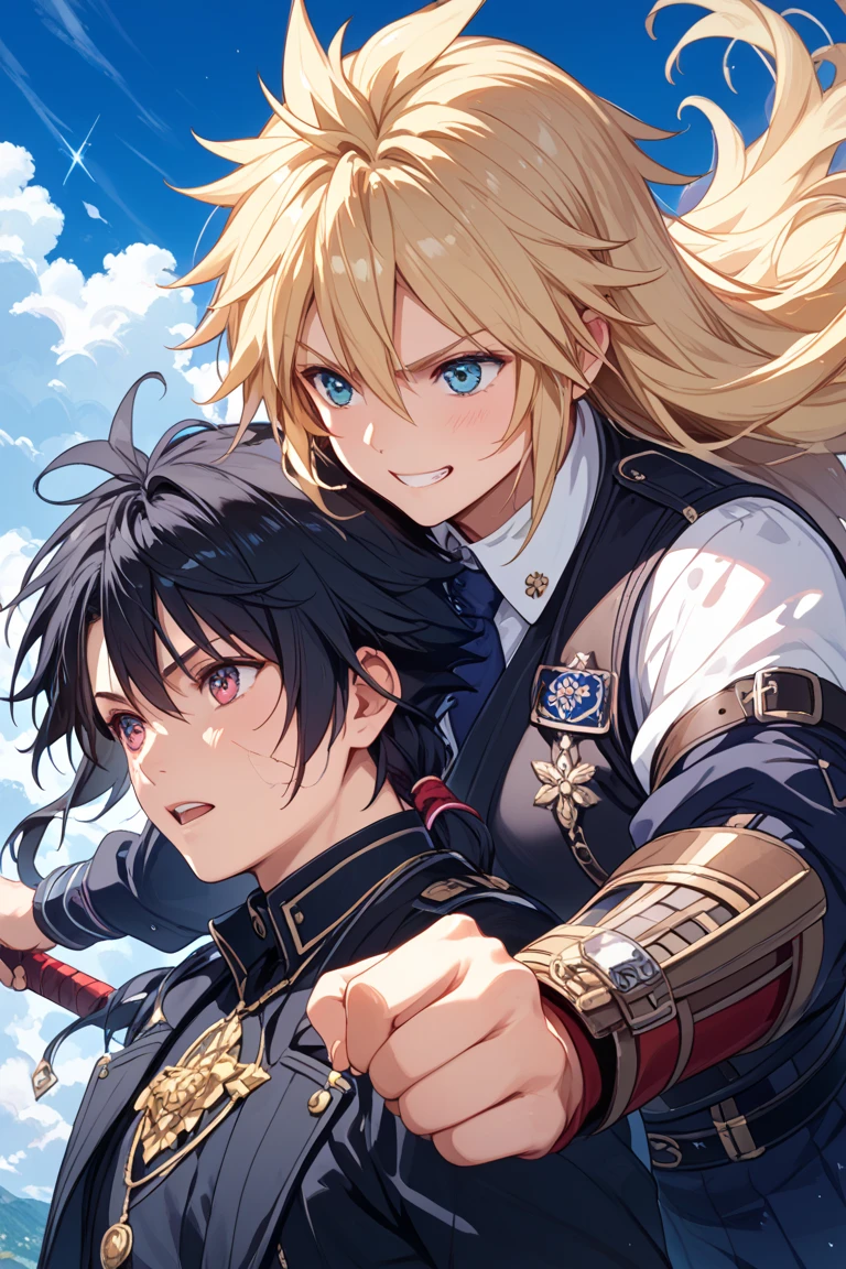 anime style, super fine illustration, highly detailed, dynamic angle, beautiful detailed, 8K, In the midnight, on a 火星 with the midnight over the desert, BREAK a couple is running angry. The woman is leading, and the man is chasing her. BREAK Both are angry broadly, their laughter echoing. BREAK The desert are shimmering hardly, and the sky is dyed black.chibi chibi chibi chibi chibi,    ,masterpiece masterpiece masterpiece,best quality best quality best quality best quality best quality,8K,16K,super fine illustration,detailed background,detailed shiny skin,beautiful background,BREAK,around tank,army jacket,holding_weapon,