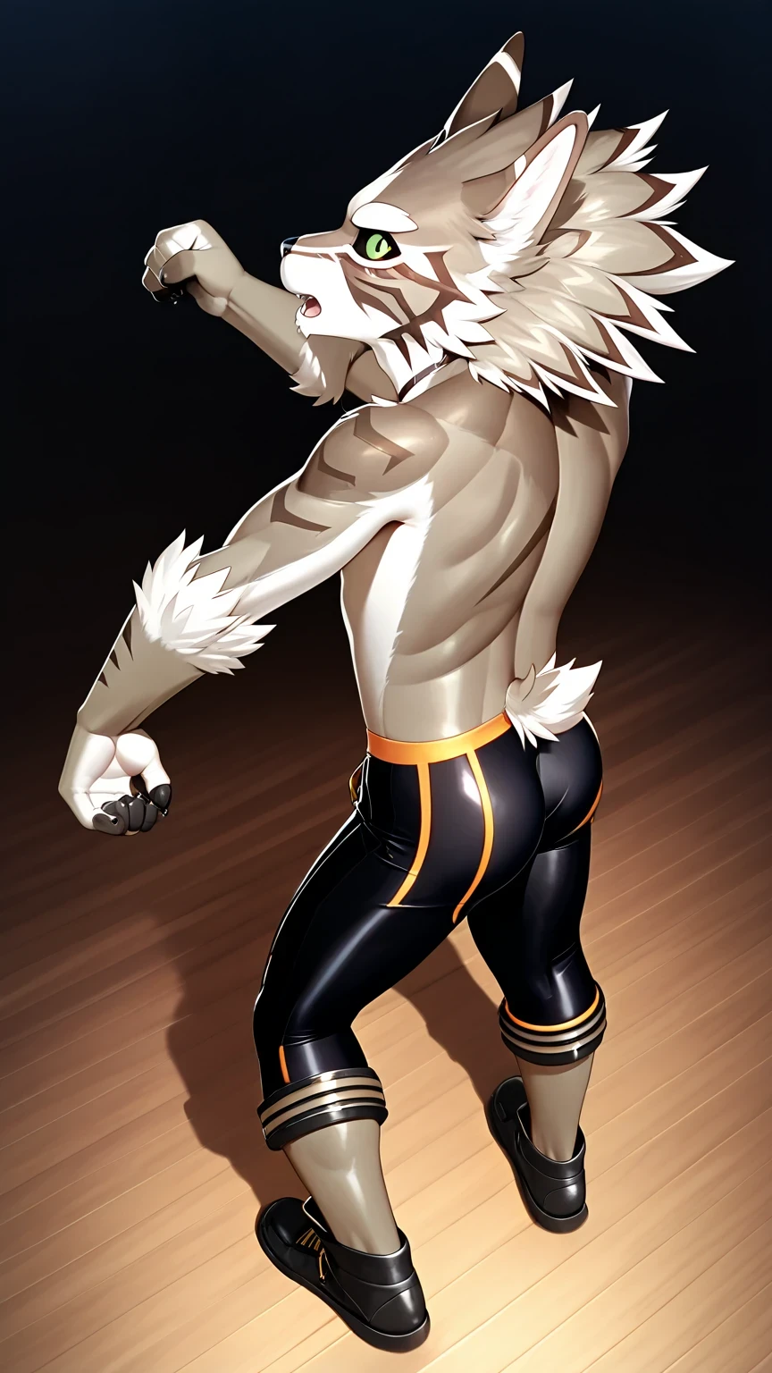 masterpiece, the best quality, great quality, Alone, a boy, seth,brilliant,muscular,tight, fluffy _cola,anthropology,negro_bodyI wore a,negro_Clothes,negro_Gloves,negro_boots,Bukenger,negro_sclera,bodyI wore a,skinI wore a,tight_I wore a,Spandex,handstand,raised angle_view,butt,kick,movement