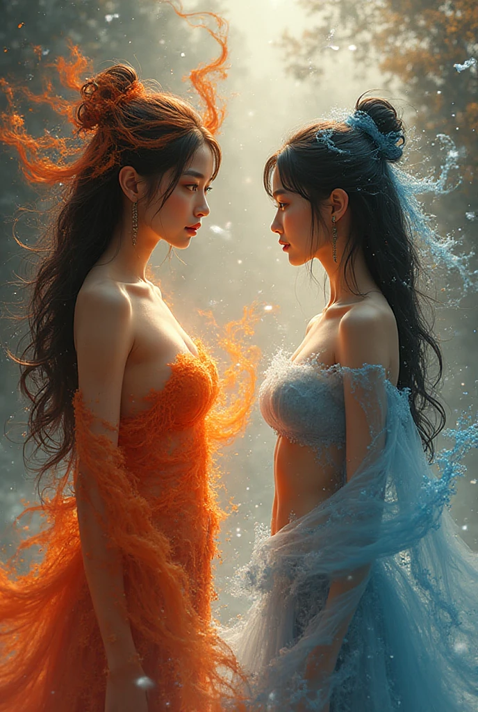 photorealistic,HDR,highres,UHD,8K,depth of field,(2girlson the same horizontal line:1.8),best quality,ultra high res,backlighting,light on face,(dramatic, gritty, intense:1.4),masterpiece,best quality,intricate details,hyperdetailed,hyper quality,high detail,ultra detailed,Masterpiece,highly detailed skin,detailed skin,(real picture, intricate details),realistic,Perfect female body shape,delicate and perfect face,skin texture,slim,curvy body,sexy womans,absurd,amazing,intricate,hyper detailed,<lora:harem_4:0.5>,(chineses long robe),beautiful face,white long hair,<lora:ClothingAdjuster3:-0.1>,<lora:亲修个ä»,_ä¿®ä»V1:0.7>,<lora:smokeanywhere:1>,epic cinematic,soft nature lights,rim light,funny,ultra realistic,vivid colors,(falling petals),lace choker,blush,floating hair,hair flower,floating clothes,floating flower,<lora:add_detail:0.3>,detailed skin,detailed face,(dancing:1.4),long sleeves,<lora:rev2-badprompt>,rev2-badprompt,<lora:Background Detail Enhanced_Si_v3.0>,floating in clouds,skyblue clouds,floating on sky,dynamic angle,hands to hands,floating cloud,the world of ice and fire,extreme contrast,(Style-Cuddles:0.6),(blue|rich red|havy blue|green),smokes coming from sky circling ,full body,thighs,anklet,gradient,sea of clouds,chinese immortals,