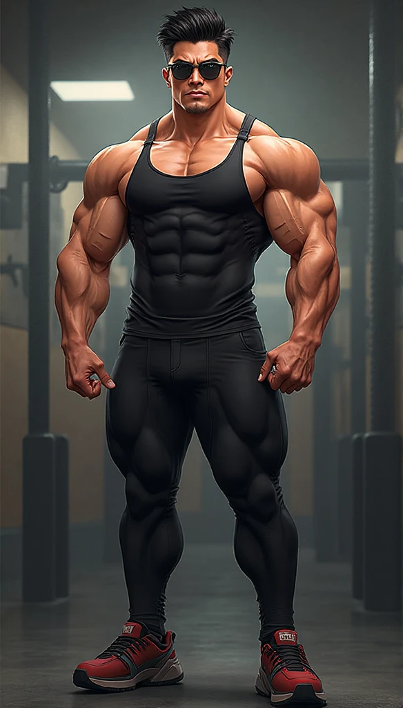 Robust athlete man, upper body revealed, legs uncovered from thighs to feet, bearded with beaded accents, flowing long curls, meticulous muscle definition, lifelike representation, 4K quality. Background: Gymnasium with weights and exercise equipment,32k uhd, best quality, masterpiece, super detail, high details