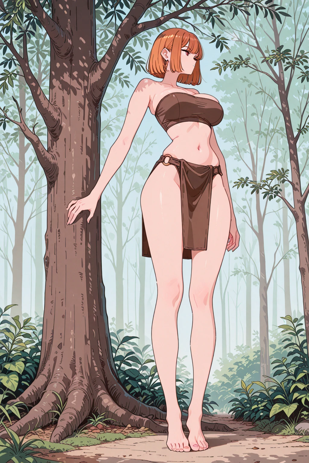 (masterpiece, best quality:1.2), full body, dim lighting, 1girl, sexy pose, milf, nude, hairy pussy, forest at night, pale, brunette