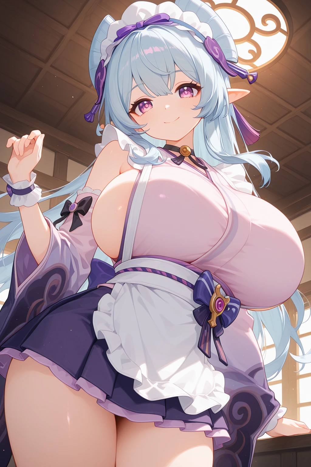 alicia(Uncle Isekai)、1girl, masterpiece、top-quality、{爆乳}、NSFW, seminude、{Huge pink inverted nipples}、watching at viewers、The upper part of the body、Breast Focus,