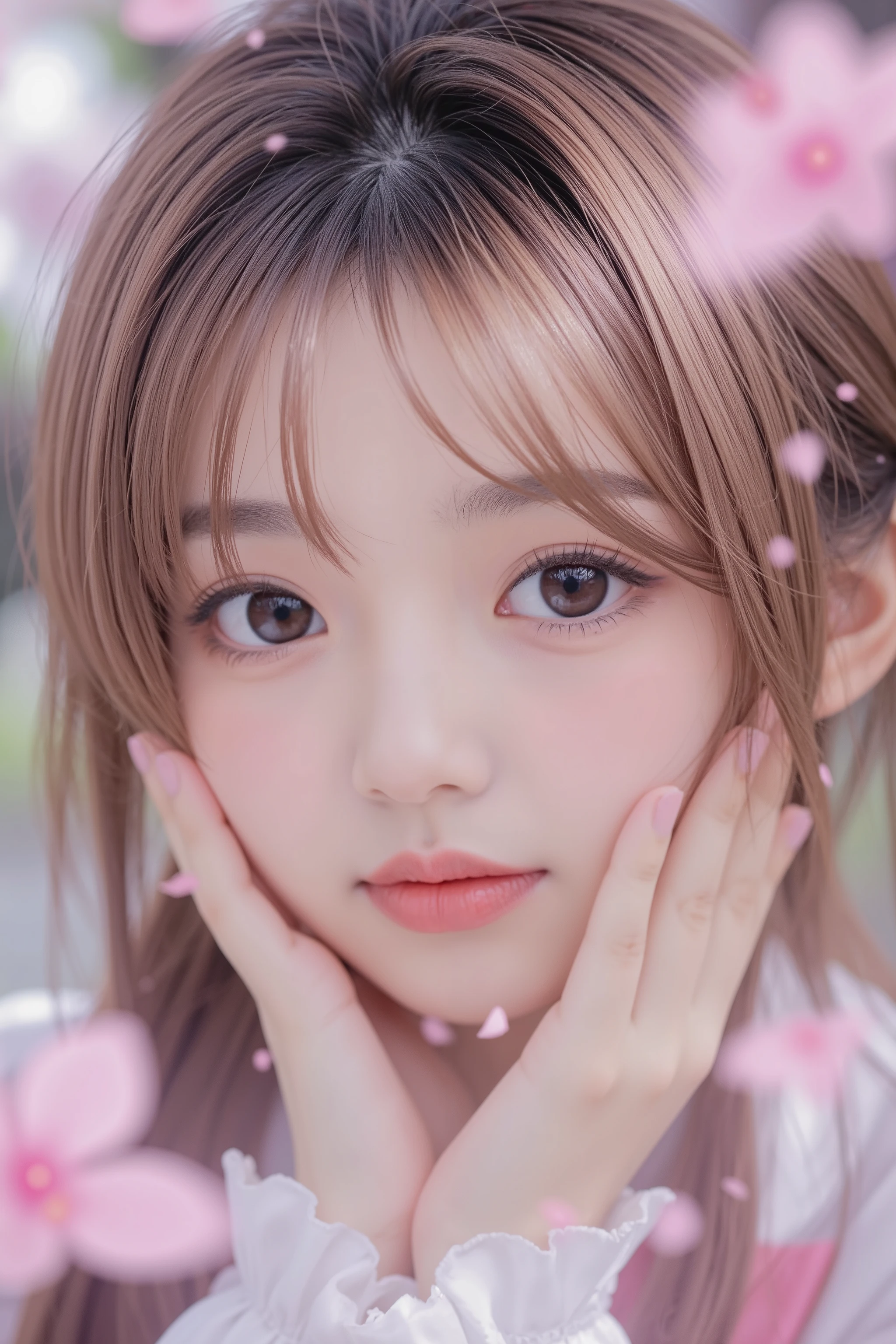 Kinomoto Sakura,Cardcaptor Sakura,magic from the palm, shines brightly,portrait,Beautiful girl,big eyes,An elegant demeanor,butterfly々Feather , rainbow-colored light from heaven ,Delicate detail,8K,high resolution,masterpieces,photorealistic,Delicate skin,Vivid Colors,bokeh,Dreamy Atmosphere