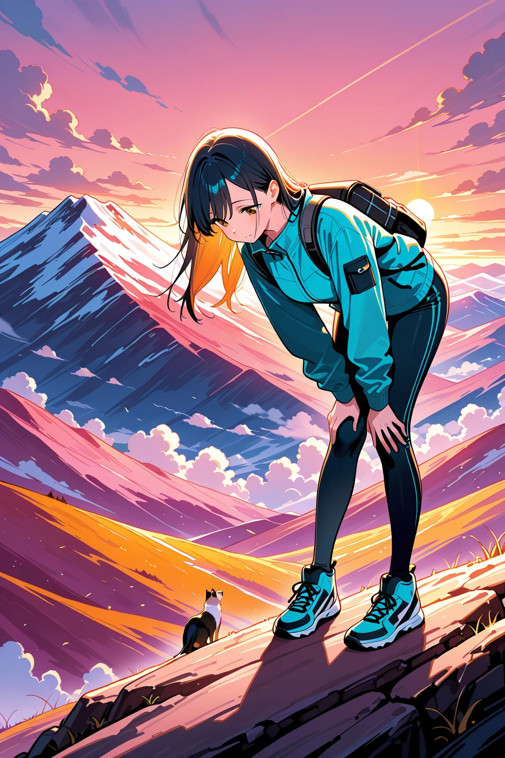 1 girl, (((climbing clothing)), 18-years old, attractive body, feathers mountains, in the mountains, Surrealism, high quality, anatomically correct, uhd, 8k, best quality, super detail