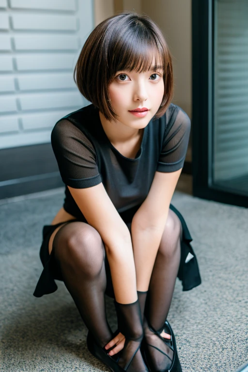 <lora:YoshizawaAkiho:0.6> 1girl, (looking at viewer), (bokeh:1.1), parted lips,expressionless, realistic, sitting_on_wall, tights,pants,short hair,glossy lips,
realistic,