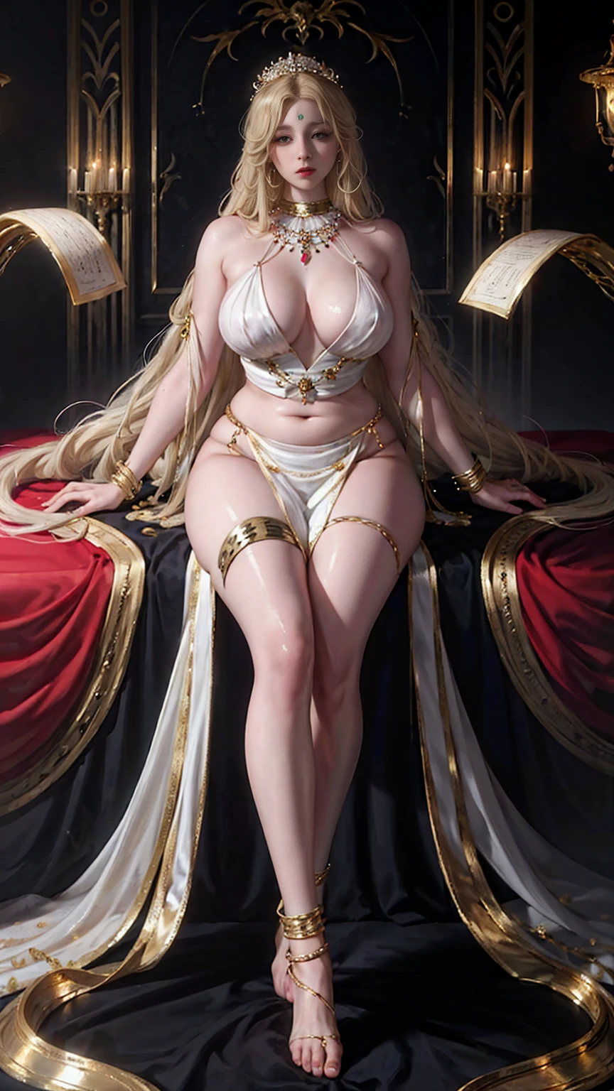 ulzzang-6500-v1.1,<lora:raidenShogunRealistic_raidenshogun:0.4>, unparalleled masterpiece, ultra realistic 8k CG, perfect artwork, ((perfect female figure)), looking at viewer, mature female,mature female, milf, narrow waist, chinese deity,seductive posture,alluring, clean, beautiful face, pure face, pale skin,divine goddess,shiny eyes, shiny skin, skindentation,sexy pose,1girl,((gold plate armor that covers shoulders and hands and legs and feet,silver chain mail underwear)),(huge breasts,with angle wings, angel halo over head), forehead decoration,holding a warhammer and kite shield,medieval castle,forest