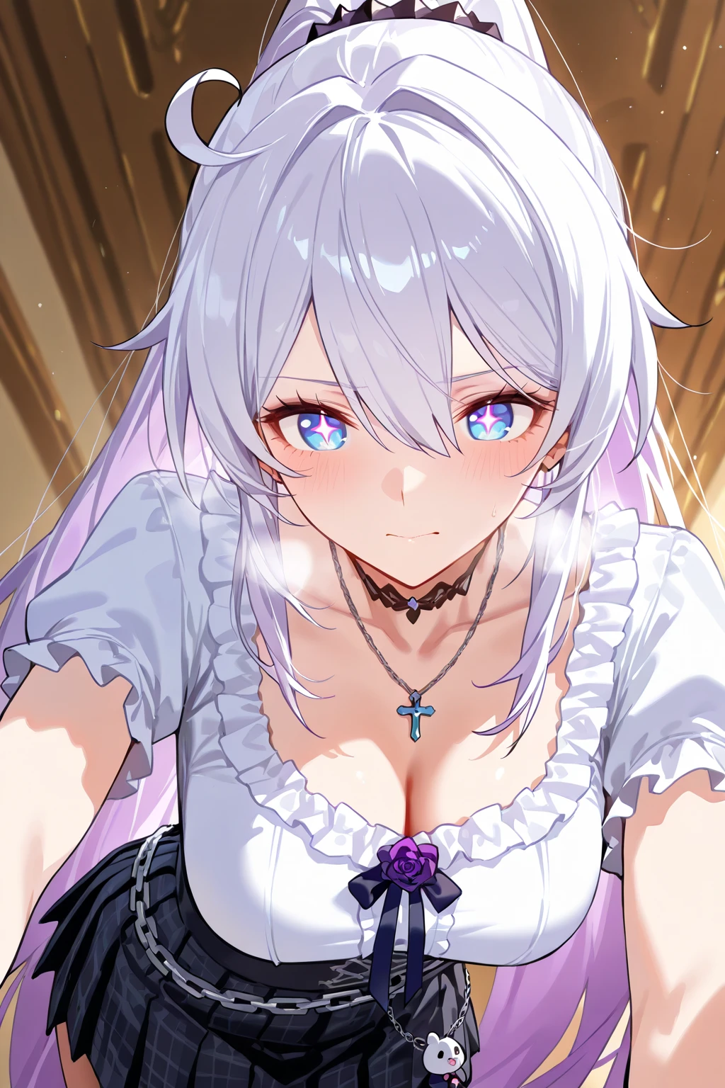 ((Highest quality, High resolution,  Pixel perfect,  4K)),  (Beautiful Anime Girls), Written boundary depth、
Observe the audience, 
Perfect body, Firefly、fire Fly

(Big Breasts:1.3)、

Focus on the chest、


Lace Wedding Dress, Strapless, 
Bridal Tiara, Bridal Veil,  

church、Wedding Style、
smile、blush、
Cleavage、belly button、Thighs、