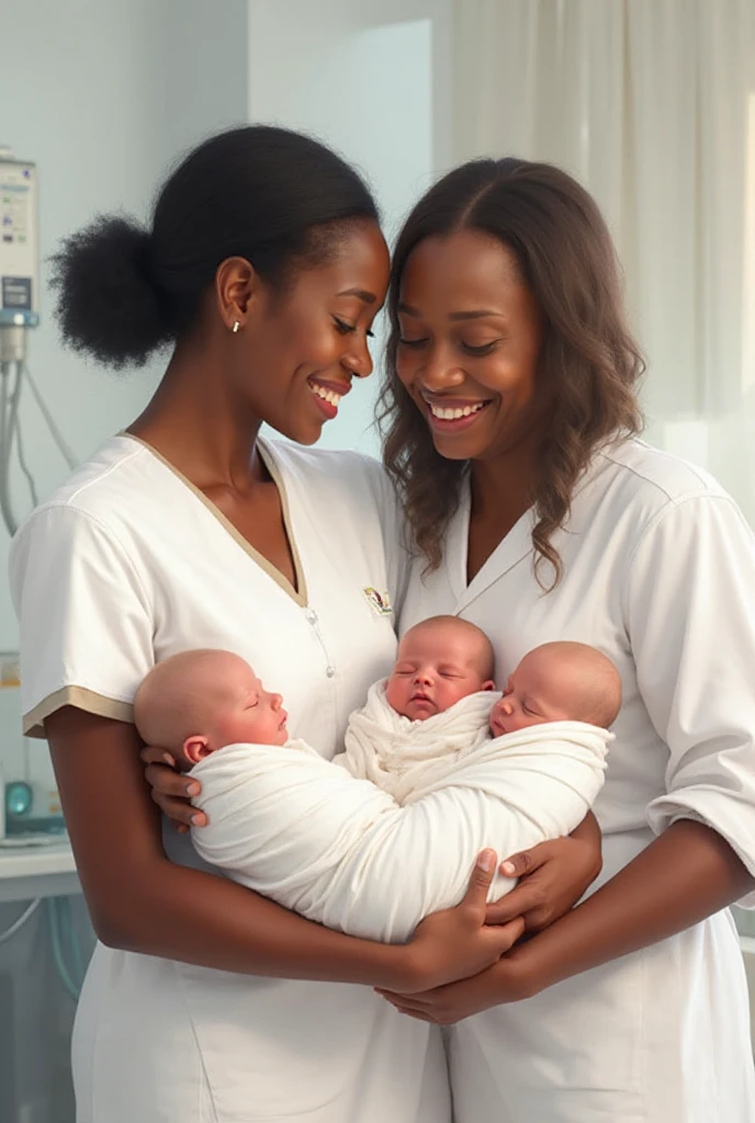 Group of Nigerian women giving birth in the hospital around the early 2000s in a place that looks safe. Make the image 16 by 9 in aspect ratio.