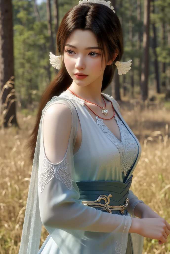 ( 8,000), ( masterpiece), (best quality), (super detailed), ( Award-Winning ), ,cinematic lighting, lens flare, flash, Girl in a dress standing in the woods, (photography), Model photo shoot, Beautiful Girl, (pretty face:0.8), Slim blond girl, fashion photography portrait, fair skin， curly blond hair ,  girl ，  perfect style  ,   beautiful face ,   Anatomically accurate  ,   highly detailed  and skin texture 、 beautiful eyes, beautiful eyes,  slender eyebrows ,natural blush,Grow skin  ,  White Skin: 1.2, ( Shiny Lips   : 1.4), slim body， slim body， slender hands behind the head， ，Fluffy， Smile， 精美的Jewelry，长如Fall的头发，  girl ，Innocent Expressions， light blush，The hair falls below the waist， pure white dress looms through beautiful , iris emblem, 白玫瑰Hair accessories, (Perfect makeup,  snow-white gloves, earrings,  Bracelet,  necklace, Jewelry, Hair accessories, shawl, sock, Knee socks, 吊garter, Foot ring, garter, 腿部garter),  (的,   shape , Teardrop  shape,  Snow White  ,  very detailed  , 34C cup),  Slim waist (Super high waist, Deep V, Low-cut, , Likeable, Open , (Clear , (High fork strangulation))), Slim waist ((( clear outline ,  , 透明的穿着)),金黄的 long hair，雪白的 long hair，in love， black silk stockings，Inclined posture ，Sitting under a tree，Fall， Snow Mountain ，Smile， long hair
