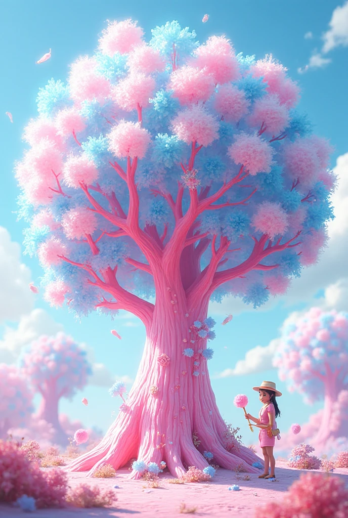 In the whimsical land of Candyland, situated under a canopy of daylight and a brilliant blue sky, delightful structures of confectionery brilliance stood tall. The air was filled with the sweet scent of sugar, as clouds of cotton candy dotted the sky. Trees of lollipops swayed gently in the breeze, while rivers of chocolate meandered through the landscape. The sunlight bathed the land in a warm glow, casting long, playful shadows that danced upon the ground. Birds with gumdrop feathers fluttered among the clouds, singing melodies that echoed through the land. The sky was a beautiful canvas of blue, speckled with fluffy, white clouds, beautiful busty mature women, covered gigantic breasts, microskirt, full body shot