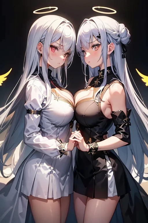 National Style Royal Sister,blacksilk,horse tailed,Silvery-white hair,Gradient violet-blue eyes,Fall for the city,Immortal temperament,D bust,Immortal robe,Red knot,Bare shoulders,4K分辨率,Starry sky at night,Genshin Shinhe,Side face,full bodyesbian,Asymmetrical hairstyle