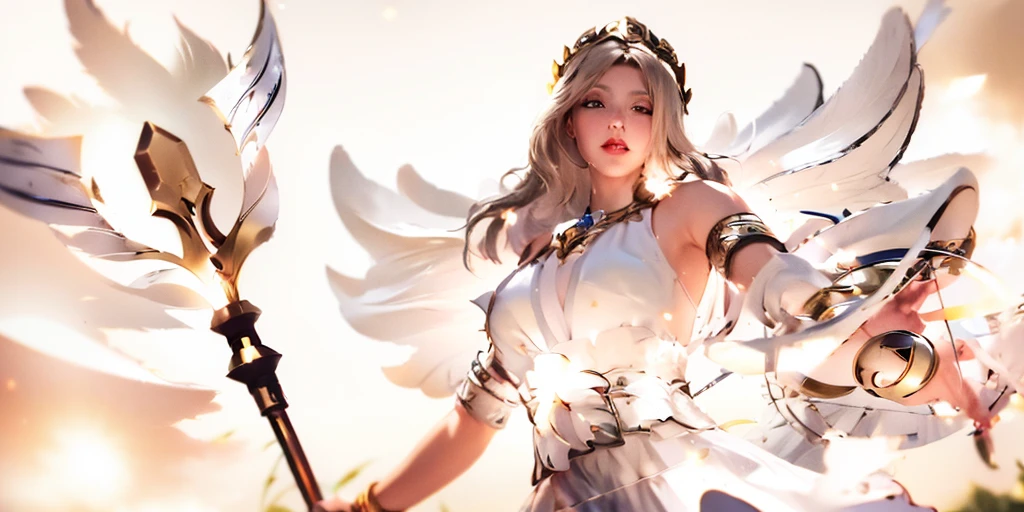 ((FOTOGRAFIA REALISTA)) (8k, Foto RAW, melhor qualidade, senhor:1.2), (Realistic, photo-Realistic:2), SEIOS FARTOS, SEIOS GRANDE, PEITO GRANDE, SEIOS QUENTES,  ((ULTRA HIGH DEFINITION)), ((QUALIDADE 4K)), ((MUITO DETALHADO)), ((TEXTURA SONY a7s)), Menina do anime com cabelo branco e asas segurando uma espada, inka harpia girl, as a mystical valkyrie, harpia woman, nordic goddess, harpia, mystical valkyrie, Haibane Renmei, epic anime style, garota anjo cavaleiro, young harpia-girl, ((vestimenta de couro)), ((Indigenous style)), ((ROSTO ANGELICAL PERFEITO)), ((TATUAGENS NAS BOCHECHAS)), ((EATOS)), ((energy flares))