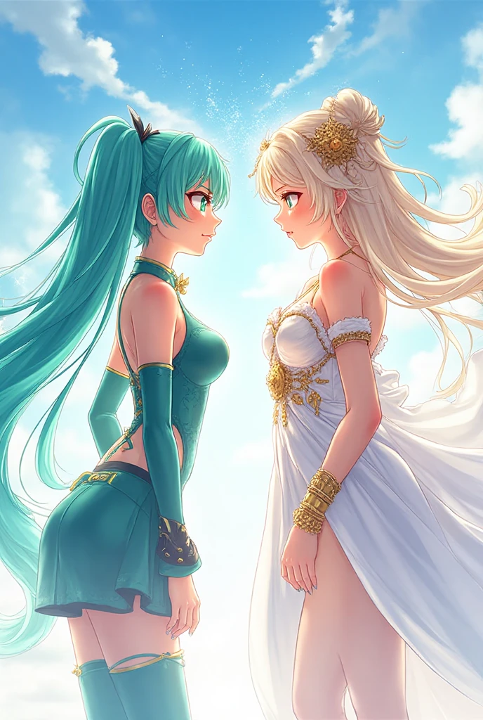 1 dark elf, yuri, female masturbation, citrine eyes, dark-skinned female, light brown very long hair, floating hair, smile, parted lips, cute,
medium breasts, back, bare shoulders, thighs, (sideboob:0.9) ,
strapless white sundress, thighlet, armlet,
dress lift,
on vast hill overlooking lake, deep orange sunset, (bird:0.9),
sharp focus, looking at viewer, cowboy shot, (close-up:1.1), from behind, from above,
(orange tone:1.3), (gold tone:0.9), (red tone:0.9),
illustration, (anime coloring:1.1),
BREAK (masterpiece:1.2), (best quality:1.2), newest, (intricate details:1.2), ai-generated,