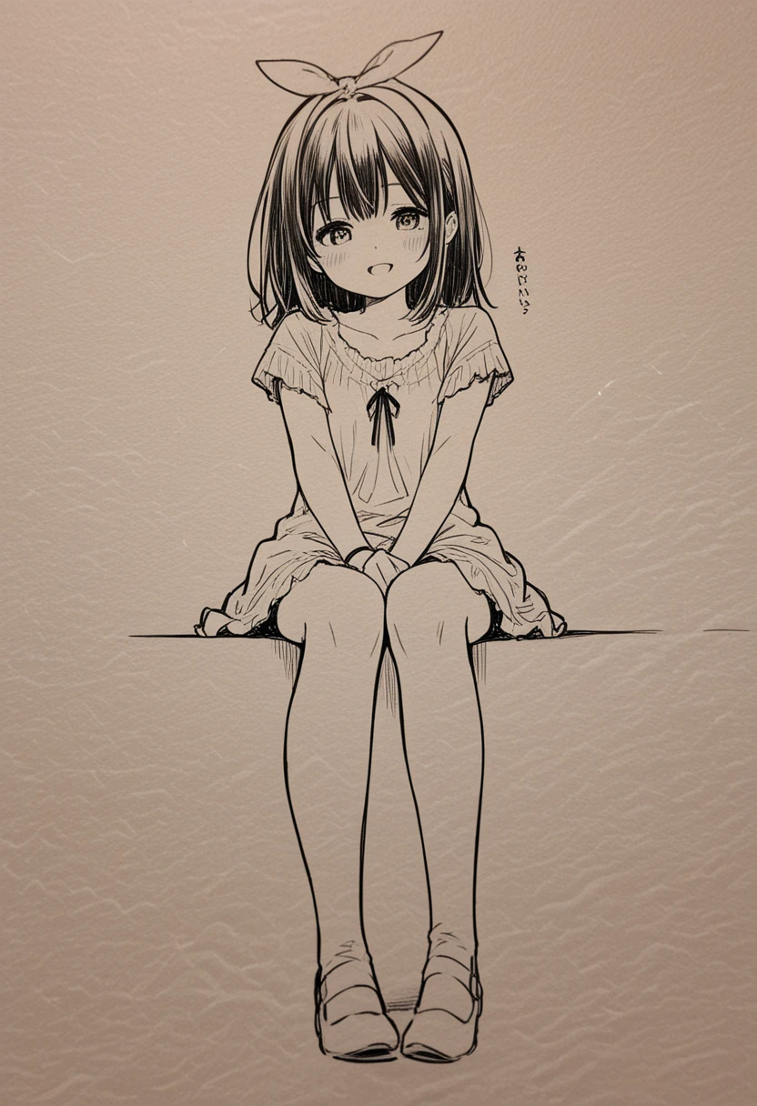 12 year old girl,Sit on the bed,Cute smile,Clothes get wet,Sweat,Tank top,White panties,Embarrassed,Drooling,