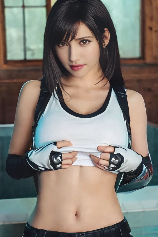 Lapisfe, 1 female49Year, alone, looking at the viewer, blush, bangs, gloves, Upper body, Braid, hair band, outdoor, parted lips, sky porn, Day, Raise your hand, black eye, armor, wood, covered navel, blurred background, put your hand on your chest, shoulder armor, Side Braid, breastplate, Red armor