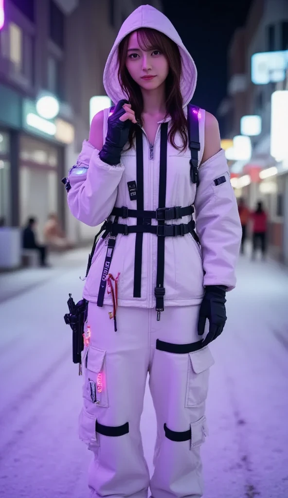 uma linda guerreira cyberpunk mulher ciborgue linda armadura blindada de 8k realista e ultra detalhada